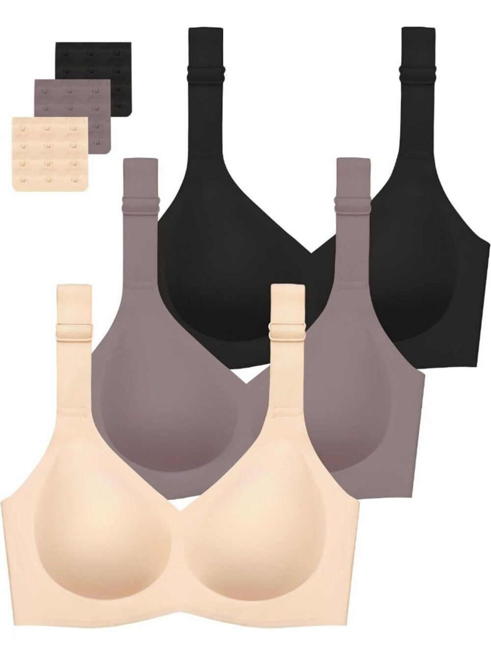 Gailife 3PACK Jelly Wireless Bras for Women No Underwire Full Coverage Ultra